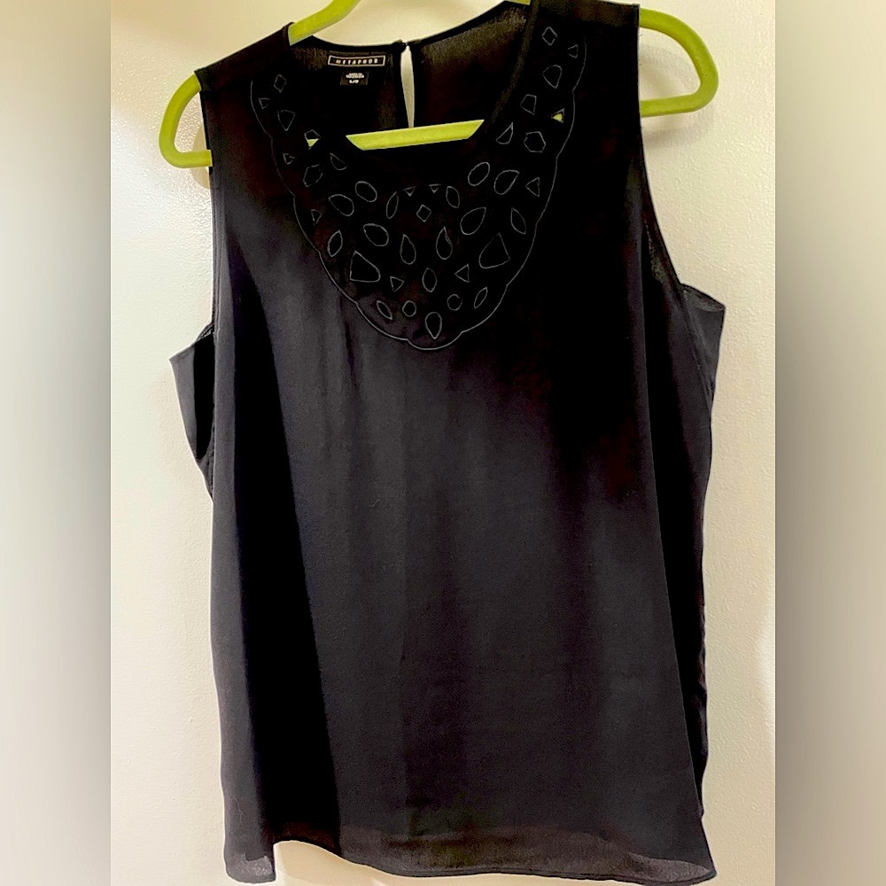 Metaphor black top with cut outs size Large